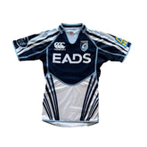 Vintage Cardiff Blues Rugby Jersey by Canterbury - Size L Slim Fitted - Navy Blue/White - EADS Sponsor