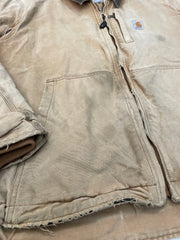 Vintage 90s Carhartt Distressed Tan Full Swing Heavyweight Duck Jacket Size L