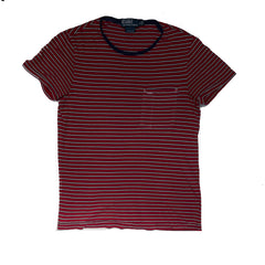 Vintage Polo by Ralph Lauren Men's Size S Red & White Striped Pocket T-Shirt