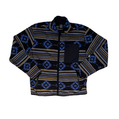 Vintage Original Deluxe Fleece Jacket L Blue/Black Southwestern Crazy Pattern