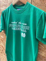 Vintage Champion Notre Dame Fighting Irish Basketball T-Shirt Green Size S