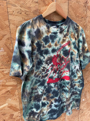 Vintage 90s Anvil Tie-Dye T-Shirt Large Green/Brown Camp Graphic