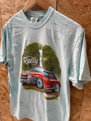 Comfort Colors Men's M Light Blue Short Sleeve Graphic T-Shirt - Rally Car Print