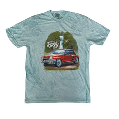 Comfort Colors Men's M Light Blue Short Sleeve Graphic T-Shirt - Rally Car Print