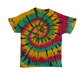 Tie Dye T-Shirt Red Green Yellow Black Spiral Multicolor Shirt Size Medium