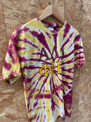 We're Geeks not Greeks Tie Dye T-Shirt Alpha Delta Phi Fraternity M Red Yellow