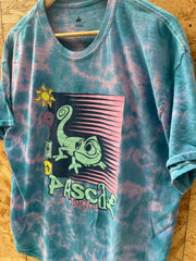Vintage Y2k Disney Tangled Pascal Blue Pink Tie Dye T-Shirt Size Large