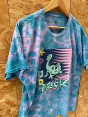 Vintage Y2k Disney Tangled Pascal Blue Pink Tie Dye T-Shirt Size Large