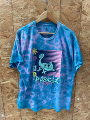 Vintage Y2k Disney Tangled Pascal Blue Pink Tie Dye T-Shirt Size Large