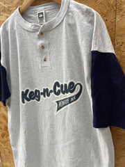 Vintage 80s Keg-n-Cue Monroe WA Baseball T-Shirt Gray/Navy XL