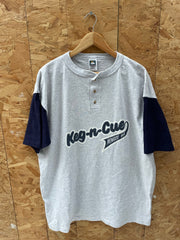 Vintage 80s Keg-n-Cue Monroe WA Baseball T-Shirt Gray/Navy XL