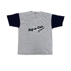 Vintage 80s Keg-n-Cue Monroe WA Baseball T-Shirt Gray/Navy XL