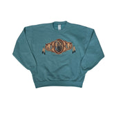Vintage 90s Crewneck Sweatshirt Teal Wolf Native American Design Size L