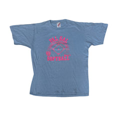 Vintage 90s Pal Gal Softball T-Shirt Light Blue Thrashed Size L by Jerzees