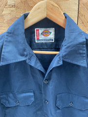 Vintage 90s Dickies Large Dark Blue Short Sleeve Work Shirt Mens Casual Button Up