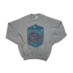 Vintage 90s Russell Athletic Plymouth Snowboarders M Gray Raglan Sweater