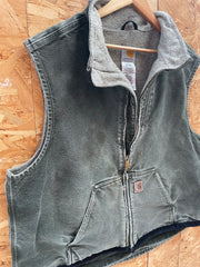 Vintage 90s Carhartt Men's Size XXL Moss Green Duck Insulated Vest