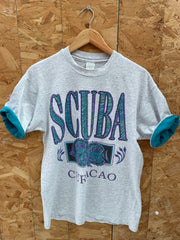 Vintage 90s Scuba Curacao Single Stitch T-Shirt - Size L - Gray/Teal