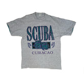Vintage 90s Scuba Curacao Single Stitch T-Shirt - Size L - Gray/Teal