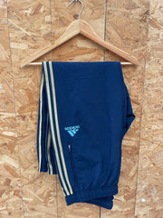 Vintage Adidas Men's Large Navy Blue Track Pants with Gold Stripes