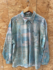 Vintage 90s Pastel Abstract Print Leonardo XL Long Sleeve Button Up Ugly Shirt
