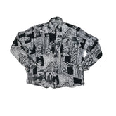 Vintage 90s Black & White Abstract Print Long Sleeve Ugly Shirt Size XL