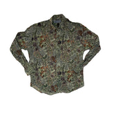 Vintage 90s Grungy Green Paisley Abstract Ugly Shirt Size L by Valmont