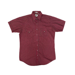 Vintage 80s Ely Cattleman Tall Man Red Plaid Western Cowboy Shirt Size L