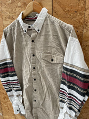 Vintage 90s Basic Editions Men's Beige Long Sleeve Western Aztec Shirt Size XL