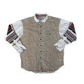Vintage 90s Basic Editions Men's Beige Long Sleeve Western Aztec Shirt Size XL