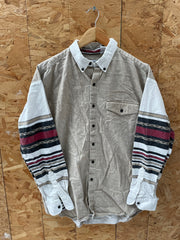 Vintage 90s Basic Editions Men's Beige Long Sleeve Western Aztec Shirt Size XL