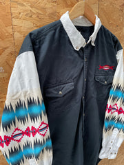 Vintage Men's L Black Western Long Sleeve Native American Aztec Shirt by Express Riders