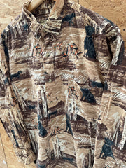 Vintage Hunting Dogs Print Brown L/S Button-Down Shirt Size XL by Field Tested