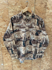 Vintage Hunting Dogs Print Brown L/S Button-Down Shirt Size XL by Field Tested