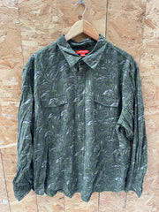 Vintage Joe Fresh Men's 2XL Green Floral Print Long Sleeve Button-Down Shirt
