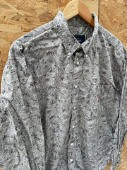 Vintage Ivy Crew Men's L Gray Leaf Abstract Print Long Sleeve Button Down Shirt