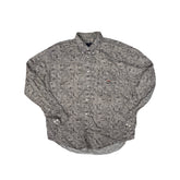 Vintage Ivy Crew Men's L Gray Leaf Abstract Print Long Sleeve Button Down Shirt