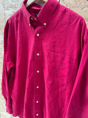 Vintage Chaps Men's L Red Preppy Long Sleeve Button Down Shirt