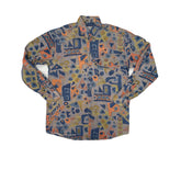 Vintage 90s Abstract Crazy Ugly Pastel Print Long Sleeve Shirt Men's Size 40 L by Balloon