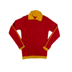 Vintage 80s Acrylic Wool Red Yellow Long Sleeve Polo Shirt Size M