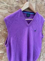 Vintage Y2K Henry Cotton's Purple V-Neck Wool Sweater Vest XXL Mens