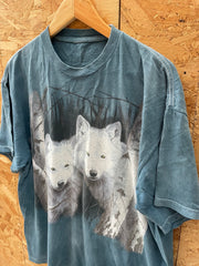 Vintage Gungy Tie dye Blue Wolves Graphic Tee Shirt - Size XL