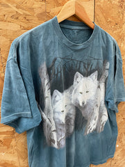 Vintage Gungy Tie dye Blue Wolves Graphic Tee Shirt - Size XL