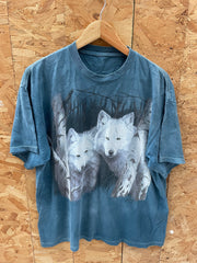 Vintage Gungy Tie dye Blue Wolves Graphic Tee Shirt - Size XL