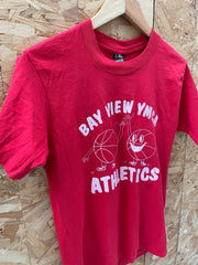 Vintage 90s Single Stitch Fruit of the Loom Bay View YMCA Athletics Red T-Shirt Size S