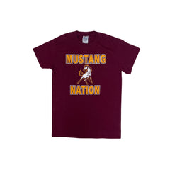 Vintage Maroon Mustang Nation USA Graphic T-Shirt Size S by Gildan