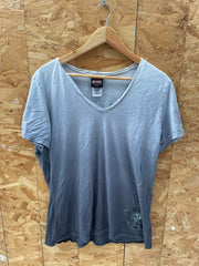 Vintage Harley-Davidson Gray Ombre Graphic V-Neck T-Shirt Size XXL