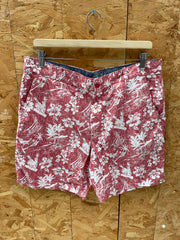 IZOD Men's 34x7 Red Floral Print Summer Casual Shorts