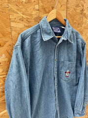 Vintage Hard Rock Cafe Madrid Denim Shirt L Blue Men's Long Sleeve Button Up