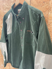 Vintage Woolrich Men's XL Green & Beige Long Sleeve Cotton Shooting Shirt
